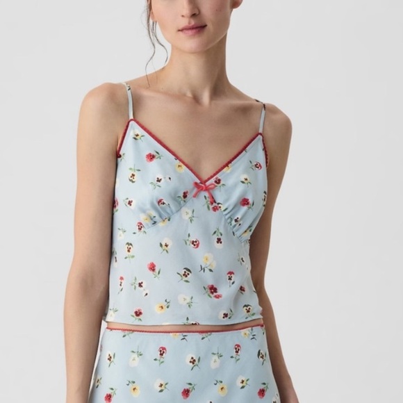 NWT Gap x DOEN Floral Cropped Cami Tank Top Size Medium - Picture 5 of 8